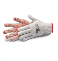 Schuller Cérnakesztyű pamut Cottonstar Grip M/8", tenyéroldalon narancs pöttyökkel, 42545