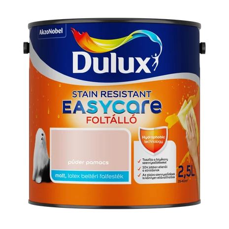Dulux EasyCare Víztaszító Beltéri Falfesték 2,5 L Púder pamacs
