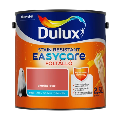 Dulux EasyCare Víztaszító Beltéri Falfesték 2,5 L Skarlát íbisz