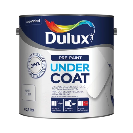 Dulux UnderCoat 3in1 töltő, folttakaró falfesték Fehér 2,5 L Fehér
