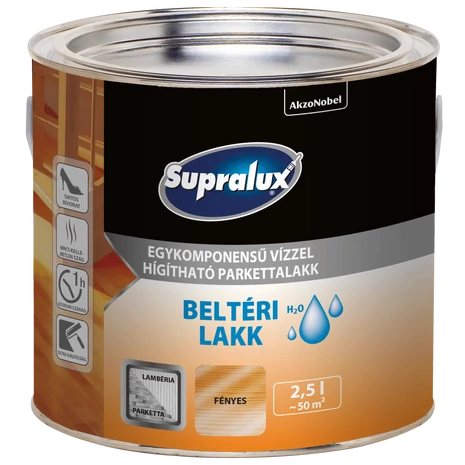 Supralux Beltéri lakk - Fényes 2,5 L Fényes