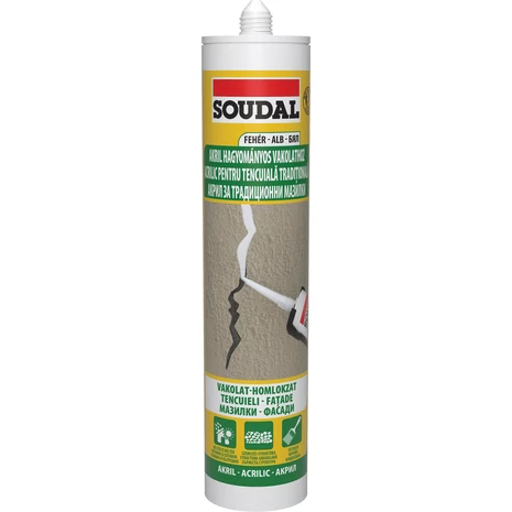 Soudal Akril Vakolatjavító Struktúrált, Festhető Tömítő Fehér 280 ML