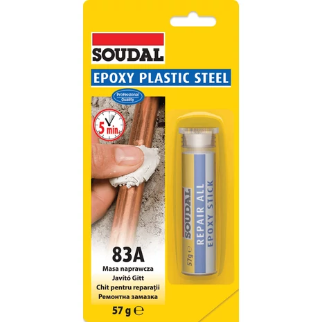 Soudal Epoxy Plastic Steel 83A 2K Gyurmaragasztó 60 Ml