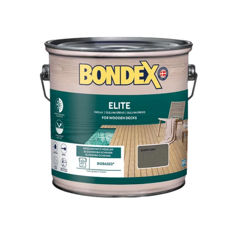 Bondex Elite vízbázisú favédő és ápoló olaj kültérre quarz szürke 2.5 L