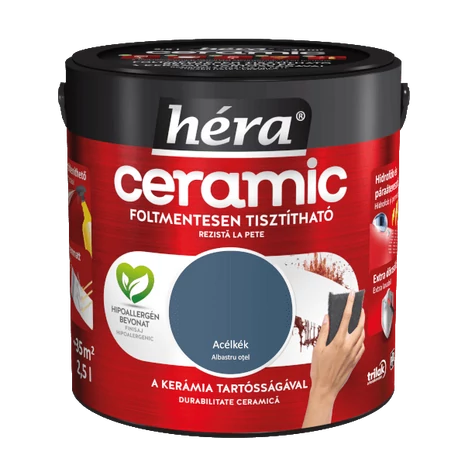 Héra Ceramic Mosás- és Dörzsálló Falfesték 2,5 L Acélkék