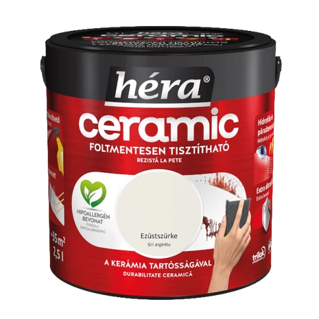 Héra Ceramic Mosás- és Dörzsálló Falfesték 2,5 L Ezüstszürke