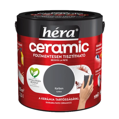 Héra Ceramic Mosás- és Dörzsálló Falfesték 2,5 L Karbon