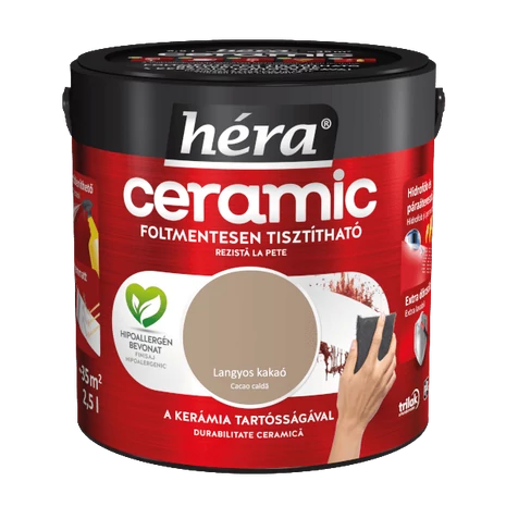 Héra Ceramic Mosás- és Dörzsálló Falfesték 2,5 L Langyos Kakaó