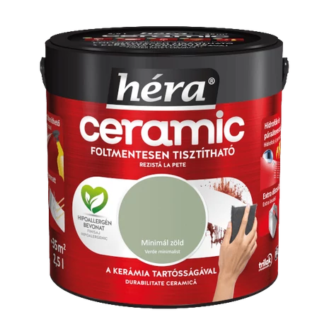Héra Ceramic Mosás- és Dörzsálló Falfesték 2,5 L Minimál Zöld
