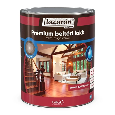 Lazurán Aqua Prémium Beltéri Lakk 0,75 L Magasfényű