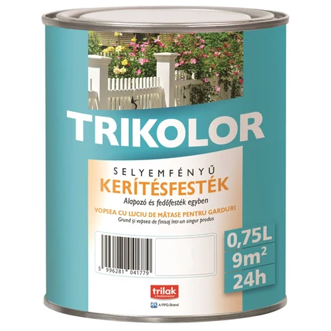 Trikolor Kerítésfesték Selyemfényű 0,75 L Angolvörös