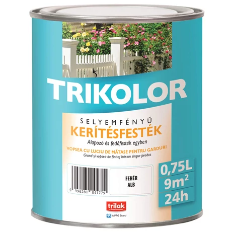 Trikolor Kerítésfesték Selyemfényű 0,75 L Fehér