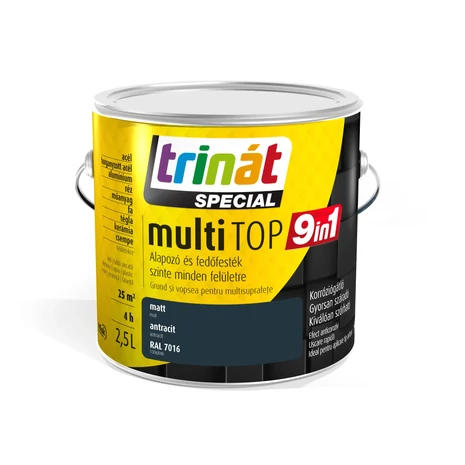 Trinát Multitop 9in1 Alapozó és fedőfesték 2,5 L Antracit RAL 7016