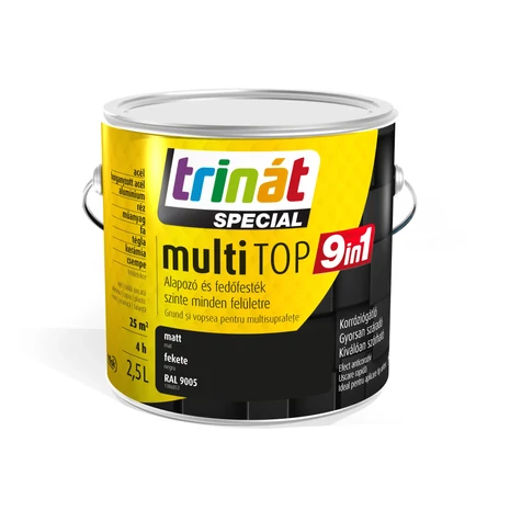 Trinát Multitop 9in1 Alapozó és fedőfesték 2,5 L Fekete RAL 9005
