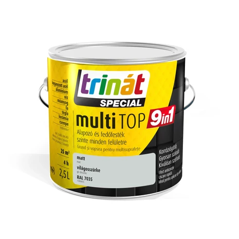 Trinát Multitop 9in1 Alapozó és fedőfesték 2,5 L Világosszürke RAL 7035