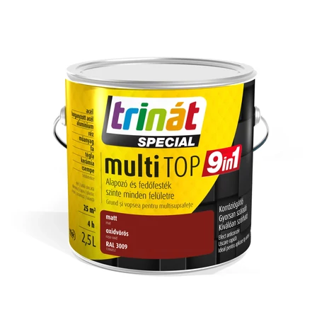 Trinát Multitop 9in1 Alapozó és fedőfesték 2,5 L Vörös RAL 3009